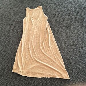 Hello Nite, Sleeveless Tan Asymmetrical Midi Dress, Size S
